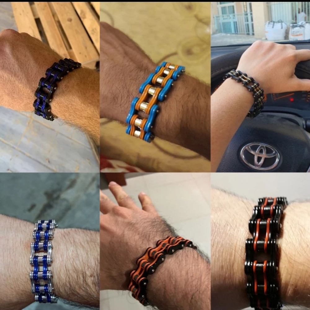 Emaysporium Men's Chain Link Biker Bracelets
